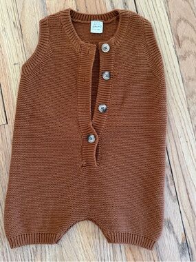 Baby Knit One-Piece Romper in Brown by Little Linen Journal